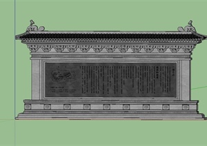 古典中式景观节点景墙设计SU(草图大师)模型