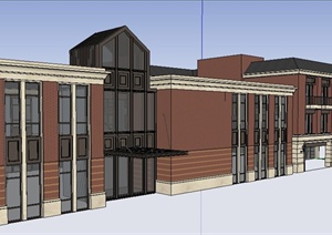新古典风格多层沿街商铺建筑设计SU(草图大师)模型