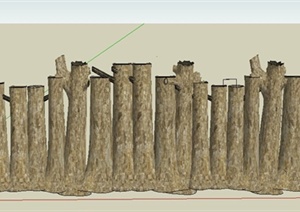 园林景观木桩状围墙设计SU(草图大师)模型
