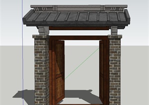 古典中式风格建筑门设计SU(草图大师)模型