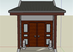 某古典中式风格建筑入口大门设计SU(草图大师)模型