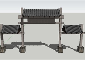 古典中式风格门廊、牌坊设计SU(草图大师)模型