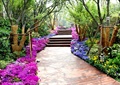 地面铺装,庭院灯,花卉,景观植物,台阶