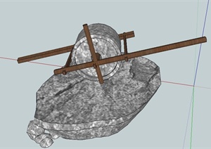 园林景观节点石磨小品设计SU(草图大师)模型