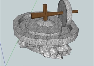 园林景观节点磨盘小品设计SU(草图大师)模型