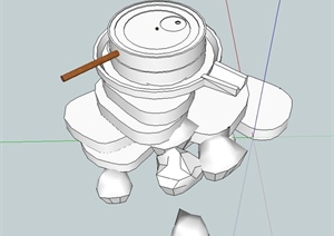园林景观节点石磨设计SU(草图大师)模型