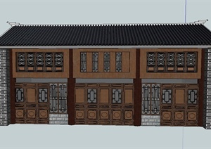 某古典中式两层商铺建筑设计SU(草图大师)模型