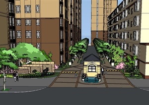 某简欧风格住宅入口景观设计SU(草图大师)模型