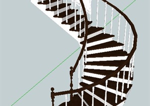 室内装饰欧式旋转楼梯设计SU(草图大师)模型