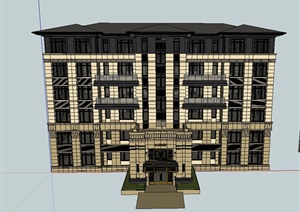 三栋多层花园洋房建筑设计SU(草图大师)模型