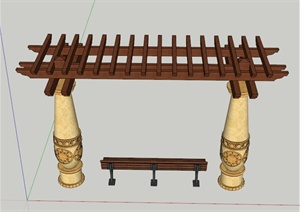 欧式柱廊坐凳设计SU(草图大师)模型
