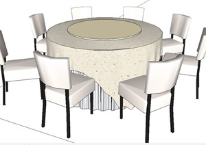 现代风格八人座圆形餐桌椅SU(草图大师)模型