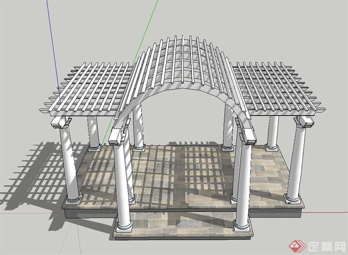 某现代风格拱形廊架设计SU模型(1)