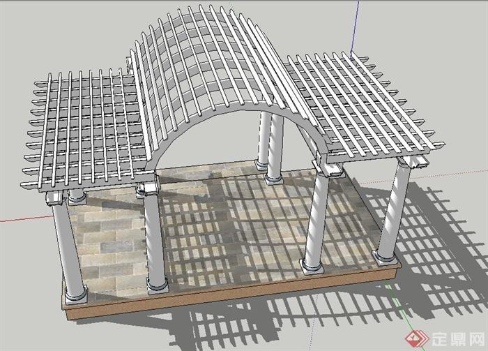 某现代风格拱形廊架设计SU模型(3)