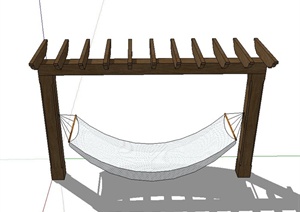 某木质单边廊架设计SU(草图大师)模型