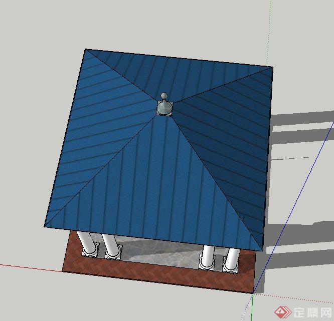 某四角八柱亭子设计SU模型(3)
