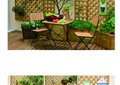花架墙,桌椅,景观植物,木板铺装