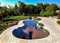 小提琴泳池,泳池,石材铺装,景观植物