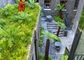 庭院景观,桌椅,地面铺装,花池,小品,植物,台阶