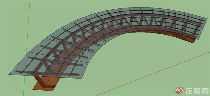 现代简约弧形景观廊架设计su模型(2)