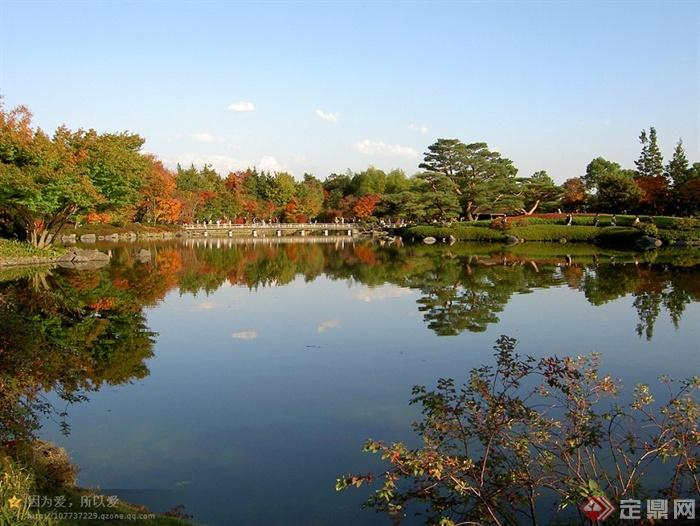 水池,湖泊景观,园桥,公园景观