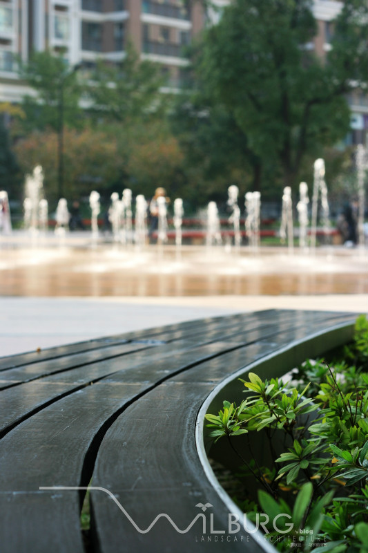 树池坐凳,植物,喷泉水景杜鹃