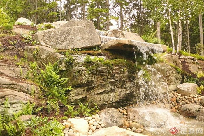 景石水景,自然石,假山瀑布