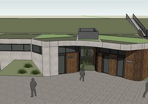 某植物园景观公厕建筑设计SU(草图大师)模型与CAD图