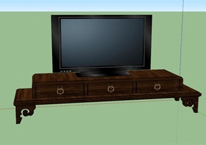 中式电视柜设计SU(草图大师)模型