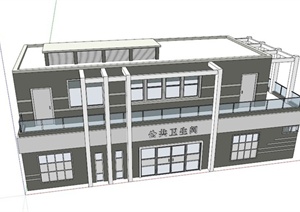 双层公厕建筑设计SU(草图大师)模型