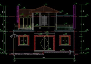 某两层古典中式四合院建筑设计CAD图
