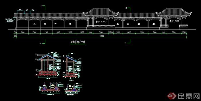 中式碑廊亭廊设计CAD施工图(1)