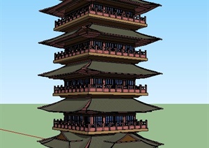泰式风格景观塔楼设计SU(草图大师)模型