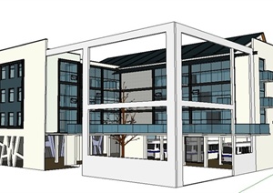 现代简约高中教学楼建筑设计SU(草图大师)模型