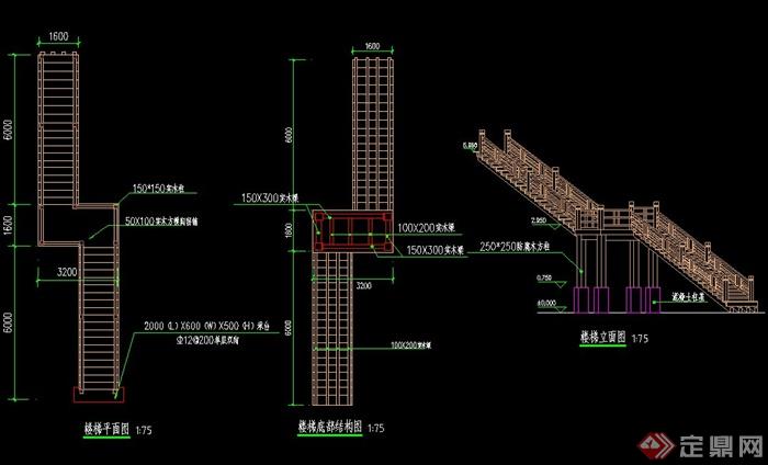 楼梯台阶设计CAD施工图(1)