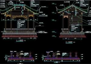 两个古中式亭子设计CAD施工图