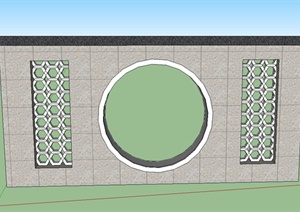 园林景观圆形门廊景墙设计SU(草图大师)模型