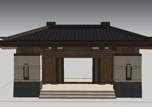 某大型建筑入口门廊设计SU(草图大师)模型
