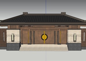 某古典中式风格大型建筑入口门设计SU(草图大师)模型