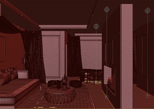 某现代单身公寓住宅空间餐厅与客厅装修设计3DMAX模型
