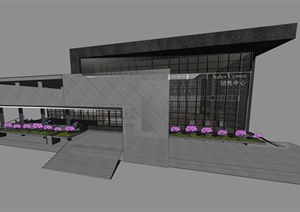 现代风格某售楼处销售中心建筑设计SU(草图大师)模型