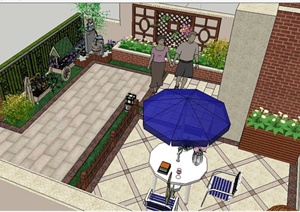 中式风格住宅庭院设计SU(草图大师)模型