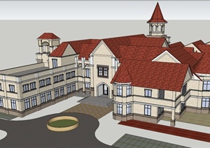 欧式幼儿园建筑设计SU(草图大师)模型