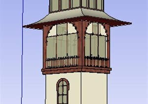 某泰式风格景观塔楼设计SU(草图大师)模型