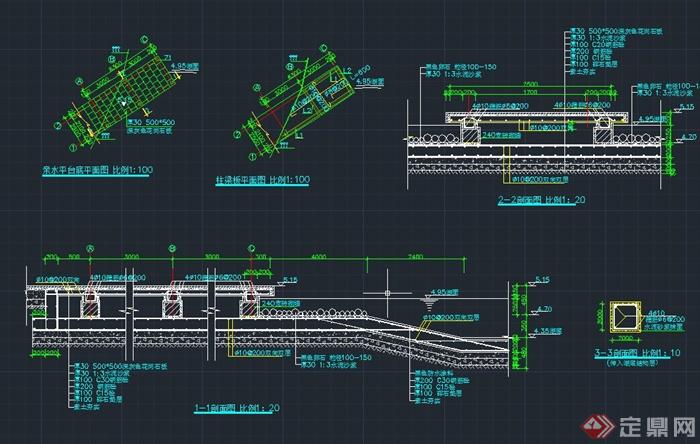 某景观亲水平台设计CAD施工图(2)