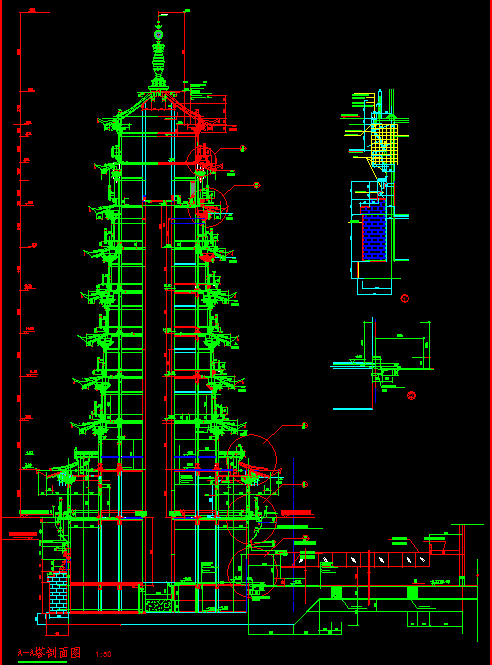 水中古典塔楼设计CAD施工图