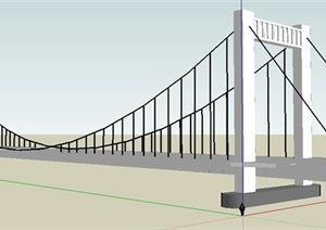 现代车行桥梁设计SU(草图大师)模型