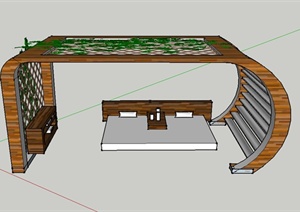 某庭院木质廊架设计SU(草图大师)模型