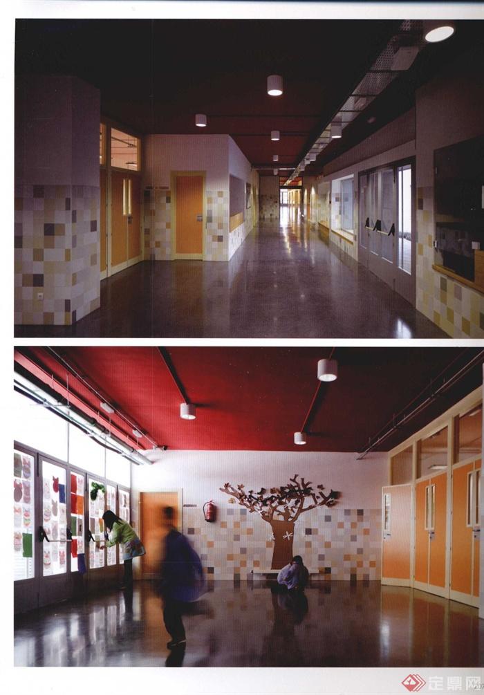 走廊,过道,教室,幼儿园,彩绘墙