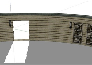弧形景墙设计SU(草图大师)模型